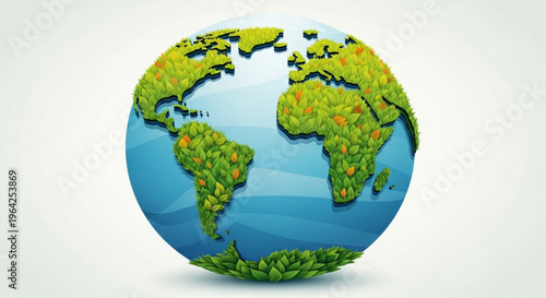 Earth globe with green continents and blue oceans symbolizing eco friendly environment and sustainability