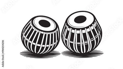 Tabla drum pair black and white vector icon