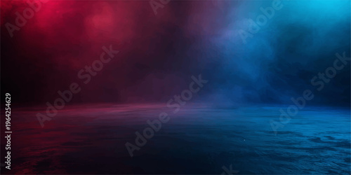 A dramatic blue sky with dark stormy clouds over the night ocean features a moonlit texture and heavenly light reflecting on the deep water backdrop