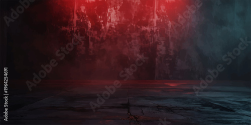 Mist swirls through a dark city and forest landscape as blue storm clouds and bright moonlight reflect on the water of the road