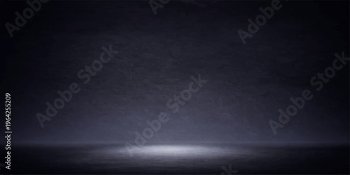 An empty dark blue abstract light background with rays features a vintage grunge texture and smoke patterns on a blank chalkboard backdrop design