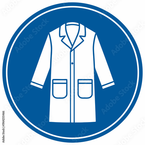 Blue Mandatory Wear Lab Coat Sign Icon Vector 02