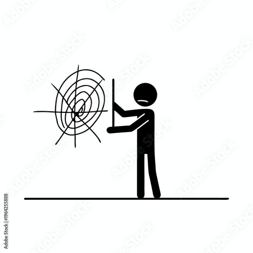 Pictogram of Person Cutting Ideas and Dreams with Knife from Another Person's Head as Metaphor for Censorship or Repression