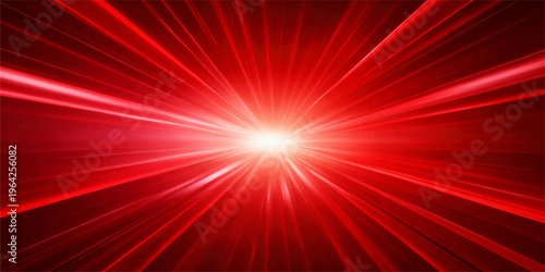 Red abstract background with bright starburst rays and glowing energy light design