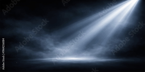 Bright sun rays pierce through a dramatic blue cloudscape where nature's light meets an abstract texture of white clouds against a vast sky backdrop