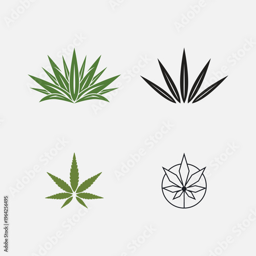 Green leaf icons for hemp and natural supplements