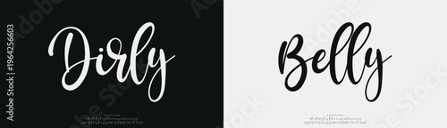 Dirly Belly, Script elegant alphabet letters font logo. Typography luxury classic lettering serif fonts decorative wedding vintage retro logos, design for fashion,beauty shop and brand . 