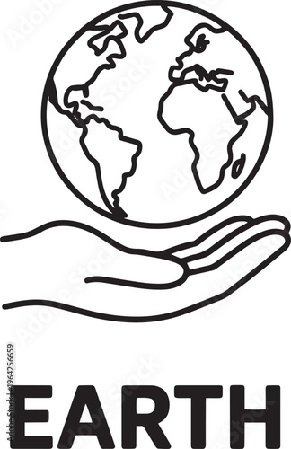 Care For Our Planet Symbol With Hand Supporting Globe