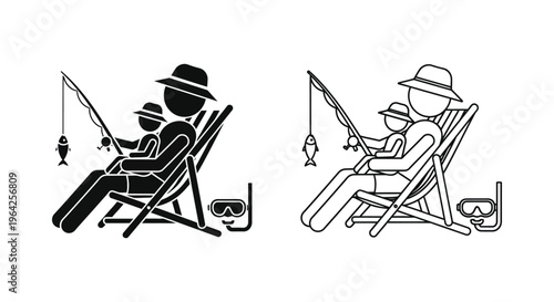 Fishing buddies cartoon illustration Vector