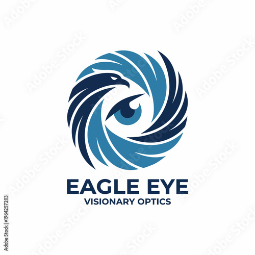 An eye-catching logo featuring a stylized eagle eye, embodying precision and clarity in optics, suitable for visionary enterprises and innovative brands in the optical field.