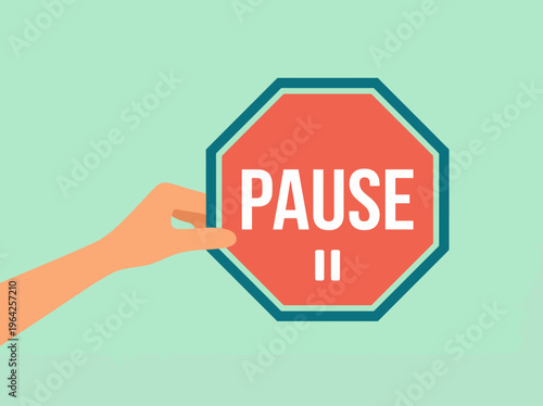 An eye-catching stop sign graphic displaying the word 'PAUSE', designed to draw attention and convey the importance of taking a break or halting for reflection.