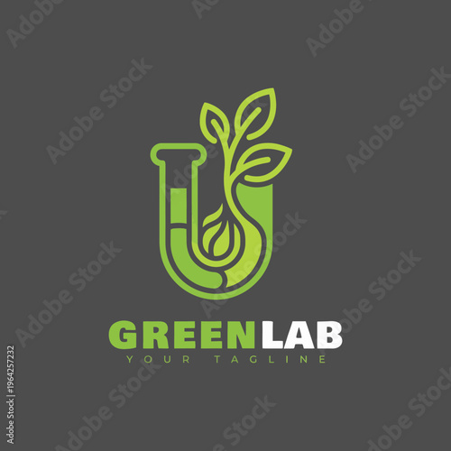 A creative illustration of a test tube featuring a plant element, symbolizing research, innovation, and the importance of sustainability in a modern laboratory environment.