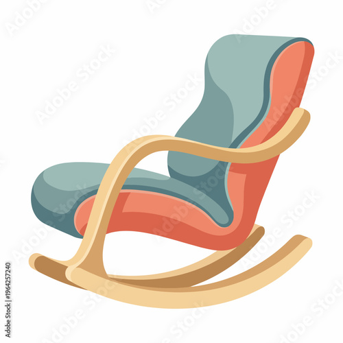 This beautifully illustrated rocking chair features a stylish design that balances comfort and elegance, ideal for modern living spaces emphasizing relaxation and leisure.