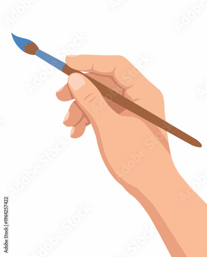 A close-up image of a hand holding a paintbrush, portraying the essence of creativity and artistry, encourages inspiration in artistic ventures and expression through art.