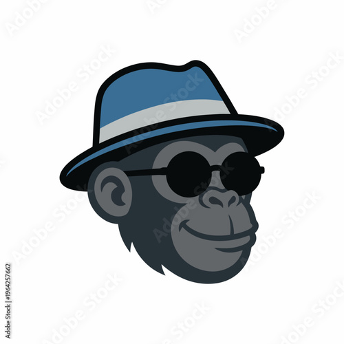A fun and stylish monkey figure, complete with sunglasses and a hat, symbolizing a playful attitude and individuality, perfect for branding or entertaining concepts.