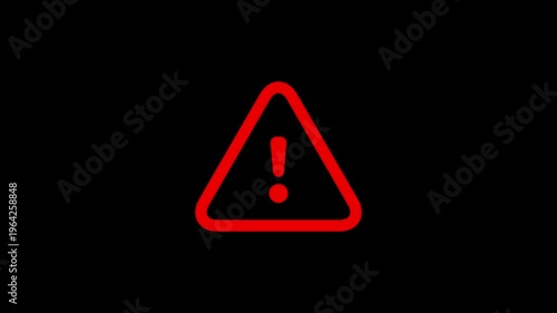 Warning, attention sign animation. signal, alert, risk, safety, danger, road warning sign symbol animation on black background