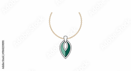 A stylized leaf-shaped pendant hangs from a fine gold chain