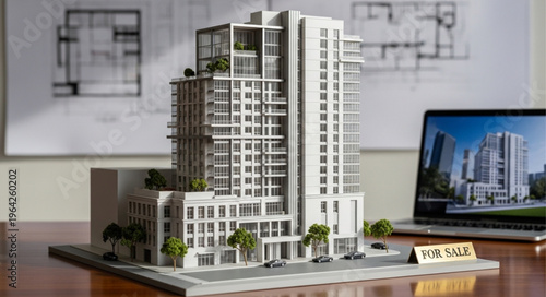 Model of modern high rise.