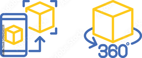 Interactive 360-degree view of a cube on mobile device interface