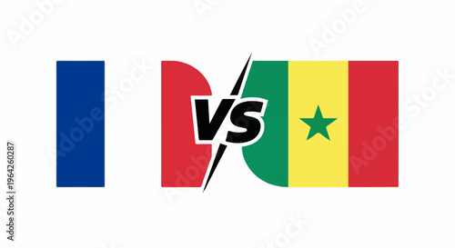 Flags of France and Senegal with a "VS" symbol between them