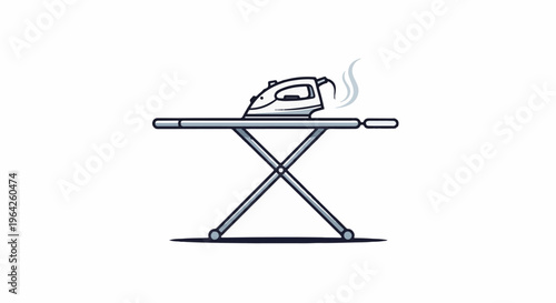 Flat iron on ironing board with steam