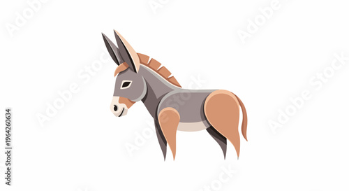 Stylized cartoon donkey with gray and tan coloring, side profile view