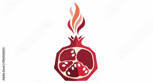 Stylized pomegranate with flames rising from its crown