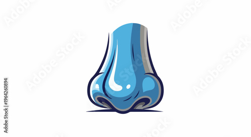 Stylized blue human nose with highlights on white background