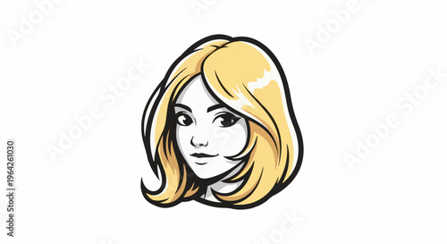 Stylized blonde woman's head and shoulders, bold outline