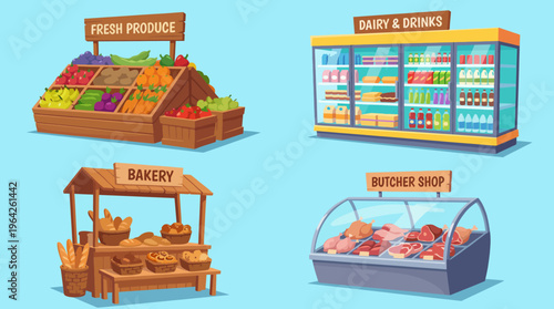 A lively market stand brimming with fresh produce, including fruits and vegetables, showcasing a healthy lifestyle and vibrant shopping experience.