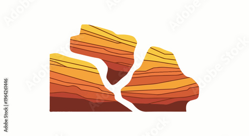 Stylized abstract rendering of layered rock formations in warm hues