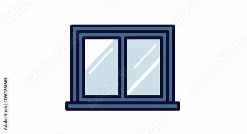 Simple illustration of a dark blue framed window with two glass panes