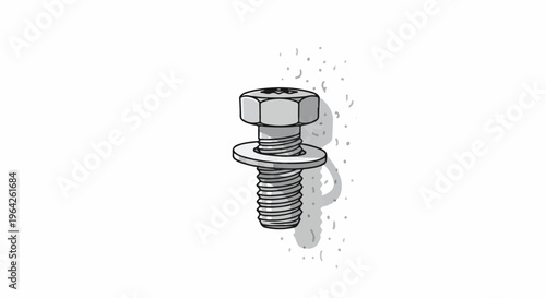 Simple illustration of a metal bolt with a washer and a shadow