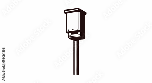 Simple line drawing of a dark outdoor utility box on a pole