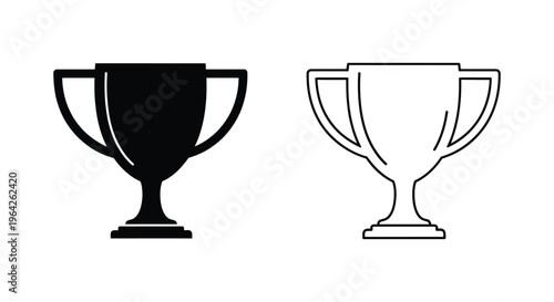 Trophy cup awards black and white illustration Vector
