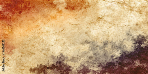 An aged antique paper with a cloudy sky-like illustration in vintage tone, revealing the essence of nostalgia and rustic charm.