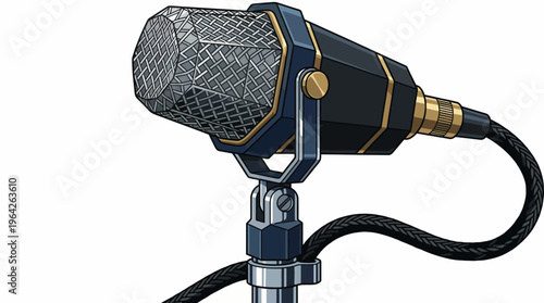 A classic vintage microphone design, symbolizing the world of music, performance, and creativity. Its retro look evokes nostalgia, making it perfect for musicians and artists alike.