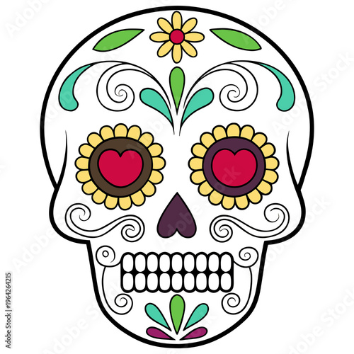 Minimalist Flat Sugar Skull Design for Invitation Cards 