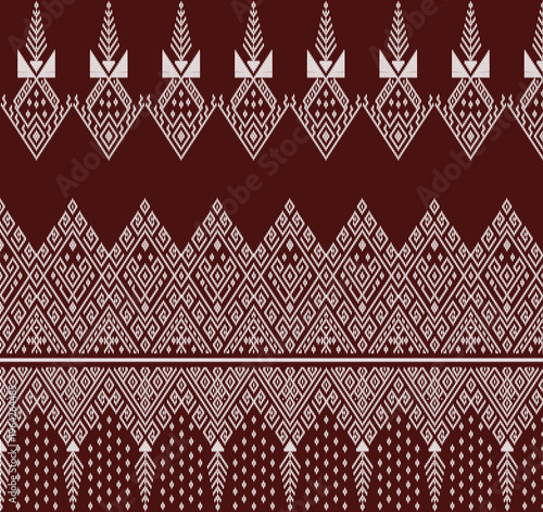 Vintage pattern local Thai North-East fashion. backgrounds, textures, square, graphic, element, decor, backgrounds, african, american, aztec, batik, classic, fabric, line, lines, brown, red, ornate