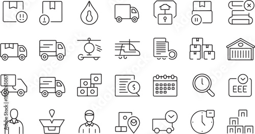 Delivery and Logistics Icons Collection Vector Set