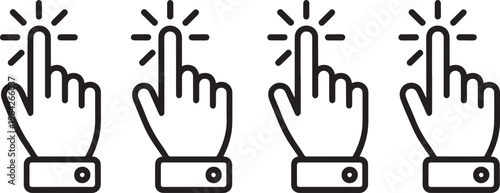 Multiple Cursor Hand Icon Set For Digital Interaction