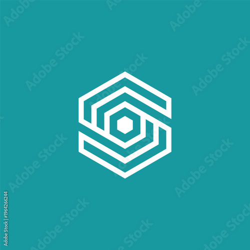 Geometric hexagonal abstract logo design for a modern business or technology company