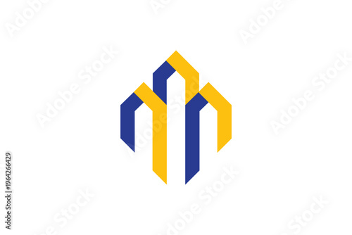 Abstract Blue and Yellow Geometric Ribbon Logo Free Download Abstract Blue and Yellow Geometric Ribbon Logo - GFXLoad