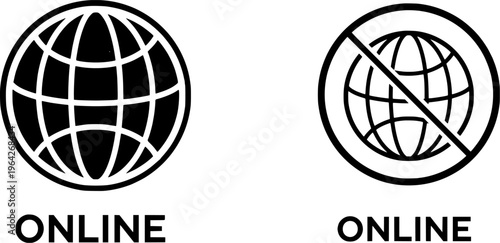 Online Globe Icons Set, Internet Connectivity World Network Symbol