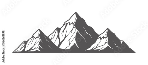 Stylized dark gray mountain range silhouette with sharp peaks