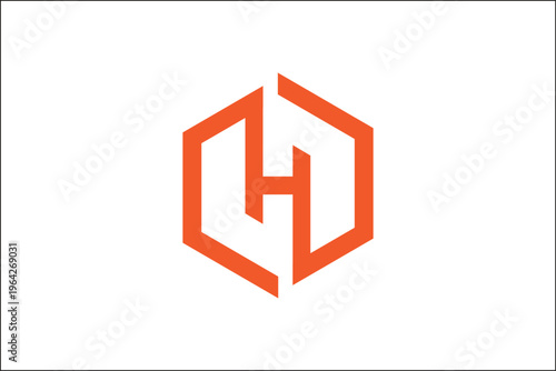 Abstract Orange Hexagon Letter H Logo
