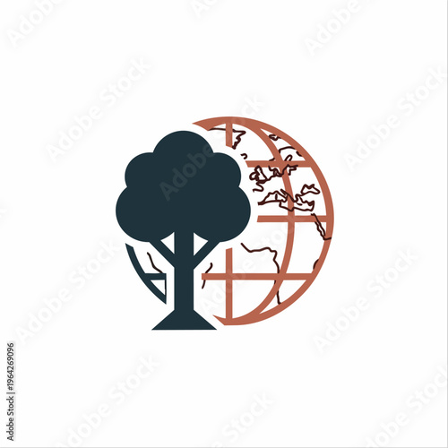 Tree and globe graphic concept for environmental conservation