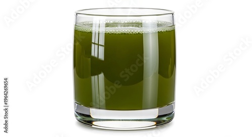 Fresh Green Juice in Glass Cup.