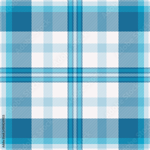 Gorgeous background vector fabric, t-shirt tartan texture textile. Rectangle pattern plaid seamless check in cyan and white colors.