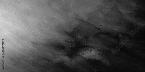 Abstract dark grunge texture featuring a black and white smoky pattern of swirling fog and grey mist under a stormy night sky